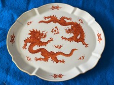 Gro&szlig;es Meissen Tablett Platte Roter Ming Drache