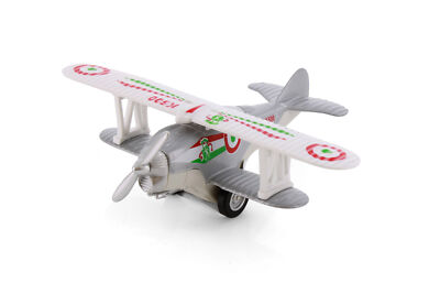 SHOW FLIGHT BIPLANES 5.25'' SILVER DIECAST PLANE SHOWCASTS 500D
