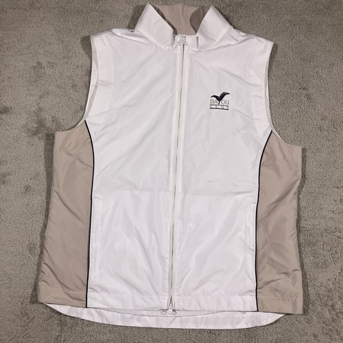 FootJoy FJ Golfweste Damen Large beige weiß Outdoor durchgehender Reißverschluss leicht