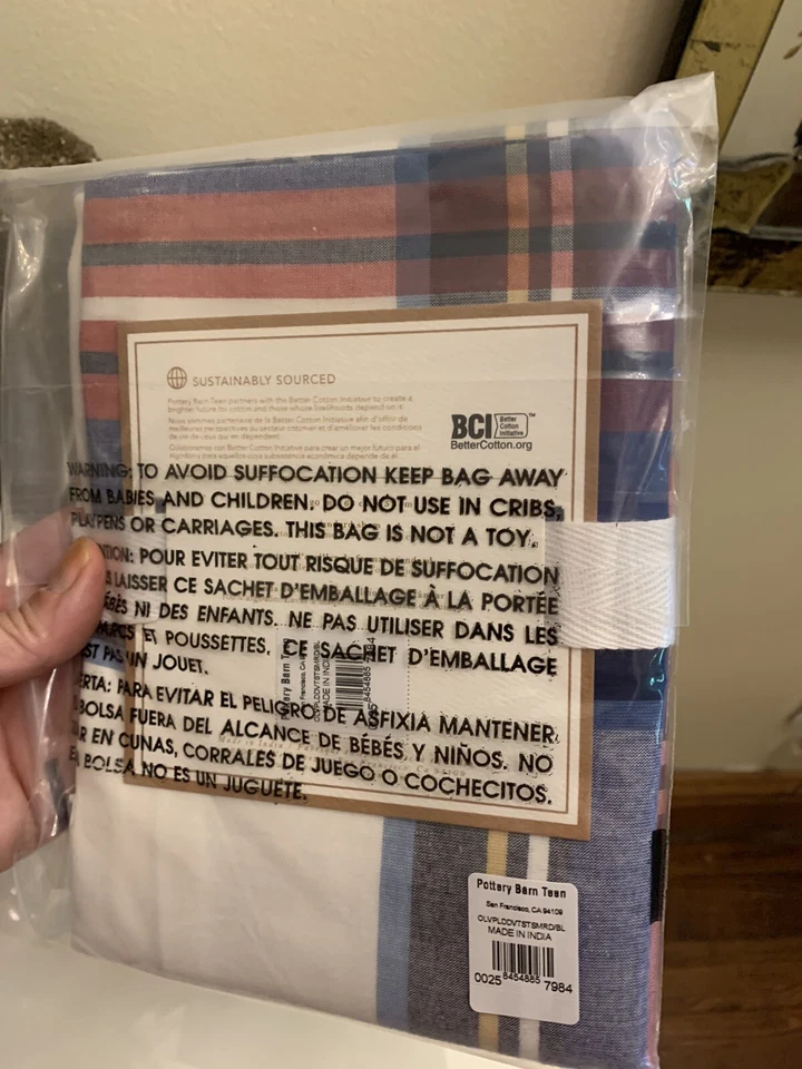 Almohada a cuadros Pottery Barn falsa vacaciones Navidad deporte fiesta escuela Disney niño, Foto 4 de 4