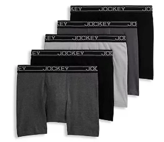Cueca boxer masculina Jockey 4+1 grátis mistura de algodão diária (multi cinza) - Imagem 2 de 4