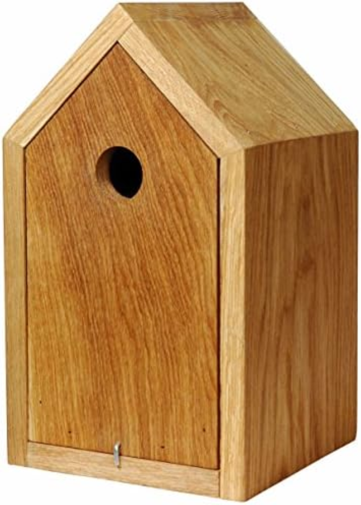 46760e - Nido Artificiale da Design in Legno di Quercia con Tetto a Punta, Corpo