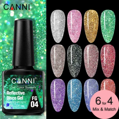 CANNI® Reflective Disco Gel Sparkle Soak Off UV LED Super Bright Nail Gel Polish