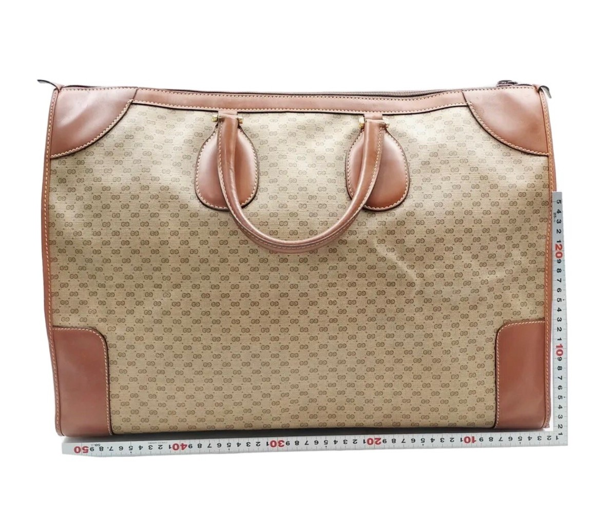 VINTAGE OLD GUCCI トラベルバッグ【あや】 Authentic Gucci GG Vintage Travel Bag Suitcase Leather Italy RARE