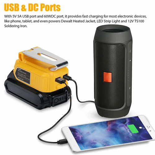 Dual USB Battery Charger Adapter Power Source Converter for Dewalt 14-21V Max US - Picture 3 of 10