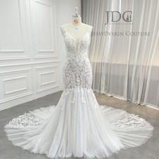 Luxurious Glitter Lace Beaded Bridal Gown Wedding Dress Custom made 2-28W Rose