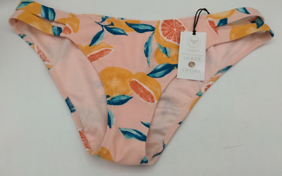 Women's Strappy Side Textured Cheeky Bikini Bottom -Shade & Shore -Peach -M