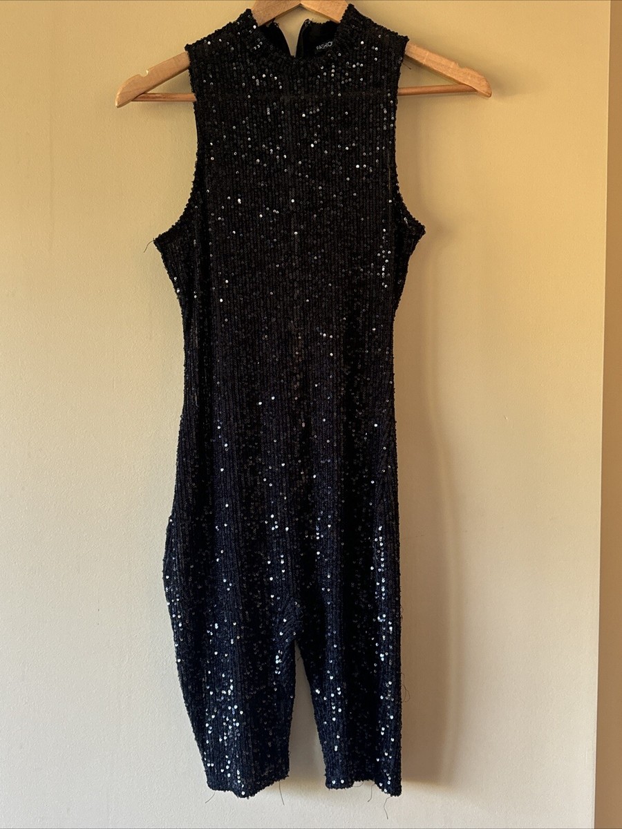 black glitter romper dress Fashion Nova Sequin M Sexy Glam Club Night Out Sleeve Type_Strapless