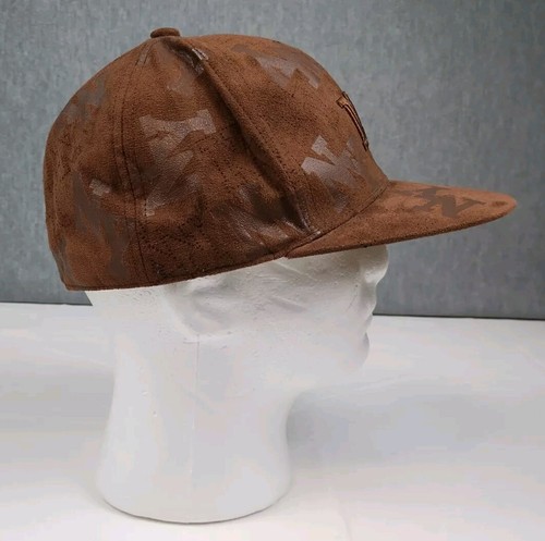 New York Hat Cap Acrylic Youth Teens Medium Brown NY Print All Over - Picture 10 of 10