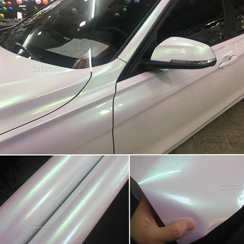 Glossy Dawn White Pearl Metal Chrome Entire Auto Car Vinyl Wrap Decal Sticker AB - Picture 3 of 7