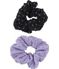 American Eagle Womens Floral 2-Pack Hair Scrunchie, Purple