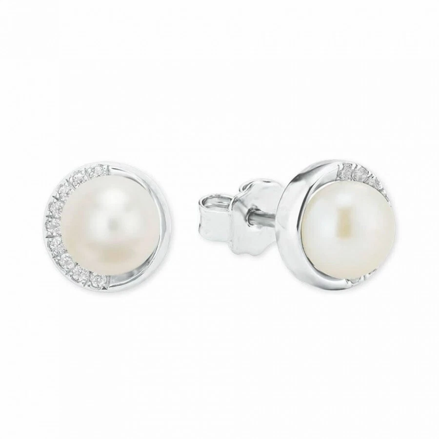 NEW s.Oliver Ohrringe 2022749 Ohrschmuck Ohrstecker Silber Perlenohrringe Perlen - Bild 1 von 1