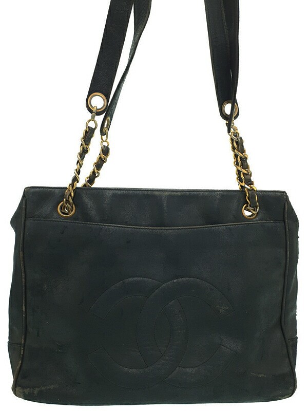 Chanel Coco Mark Chain Tote Bag in Black #T1191