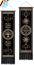 PLIGREAT 2Er Pack Wikinger Symbole Wandteppich Mit Quasten Baum Des Lebens Ästhe