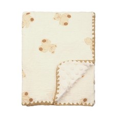 Baby Blanket Double Layer Cotton Soft Receiving Blanket Bear Print 40x40 In