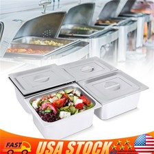 6" Deep 1/2 Size Stainless Steel Steam Table Pans Hotel Food Prep Pan 4 Pack Lid