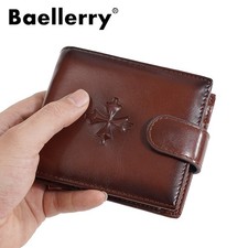 Fashion Men's Bifold Leather Wallet ID Credit Card Holder Purse Clutch Hasp Snap