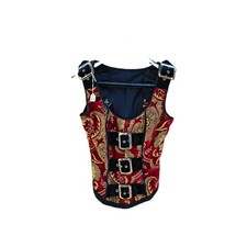 Shrine of Hollywood Corset Vest Dark Red Gold Black w/ Buckles Size M