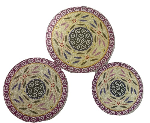 3er Set runde Glasuntersetzer Temptations Tara Old World Cranberry Konfetti - Bild 1 von 6