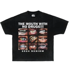 No Drugs Mouth Vintage Boxy Shirt Streetwear Y2K