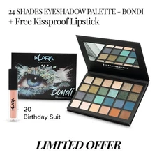 Bondi - 24 Shade Eyeshadow Palette + FREE Kissproof Lipstick - Buy one & Get One