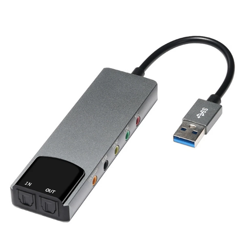 New USB Sound Card 5.1 Channel External Audio Card SPDIF Optical for PC Computer - Image 2 of 4