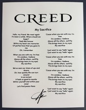 SCOTT STAPP SIGNED LYRIC SHEET CREED LEAD SINGER MY SACRIFICE AUTOGRAPH COA