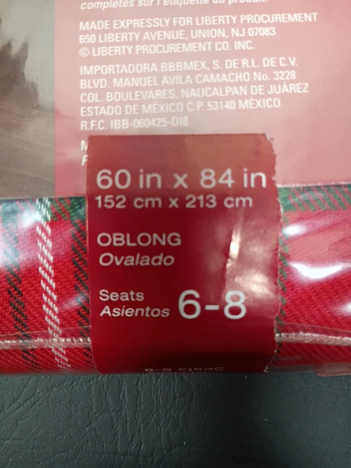 NUEVO Mantel Marydel a Cuadros Rojo Madras Cuadros 60" X 84” Asientos Oblongos 6-8 Foto 3 de 4