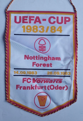 Orig. Wimpel  UEFA Cup  1983/84  VORWÄRTS FRANKFURT/O. - NOTTINGHAM FOREST ! TOP