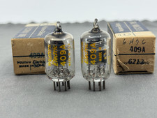 Matched NOS Pair Western Electric 409A 6AS6 Square Getter Black Plates 1964