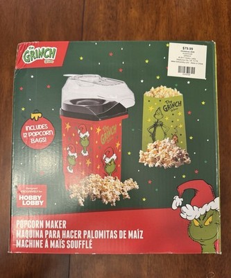New-Dr. Suess The Grinch ''Popcorn Maker'' With 12 Popcorn Bags 