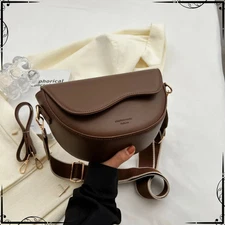 Women Retro PU Leather Saddle Small Bag Shoulder Crossbody Lightweight Purse