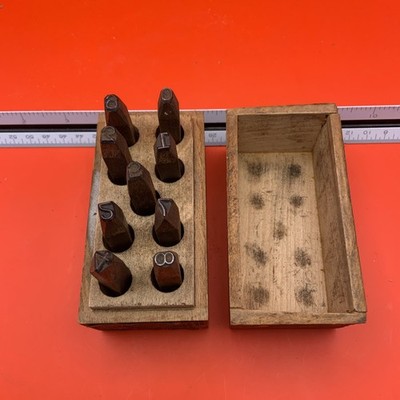 Vintage 9-piece Steel Number Stamps   1/4'' Tall Numbers   Original Box