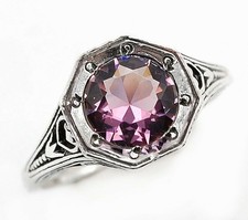 2CT Amethyst 925 Solid Sterling Silver Filigree Ring Jewelry Sz 6