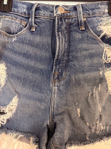 Pantaloncini corti denim americani buoni donna invecchiati taglia 26 vita - Foto 5 di 9