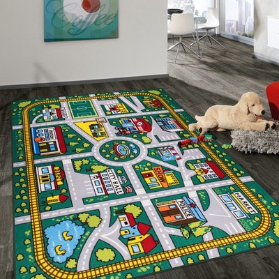Rugshop Kids Rugs Educational Learning City Life Road Non-Slip Children Rug 3x5