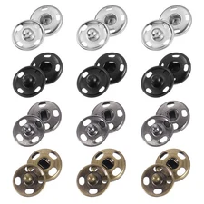 200 Sets Sewing Snap Buttons, Press Buttons 12mm, Silver/Black/Bronze/Iron Grey