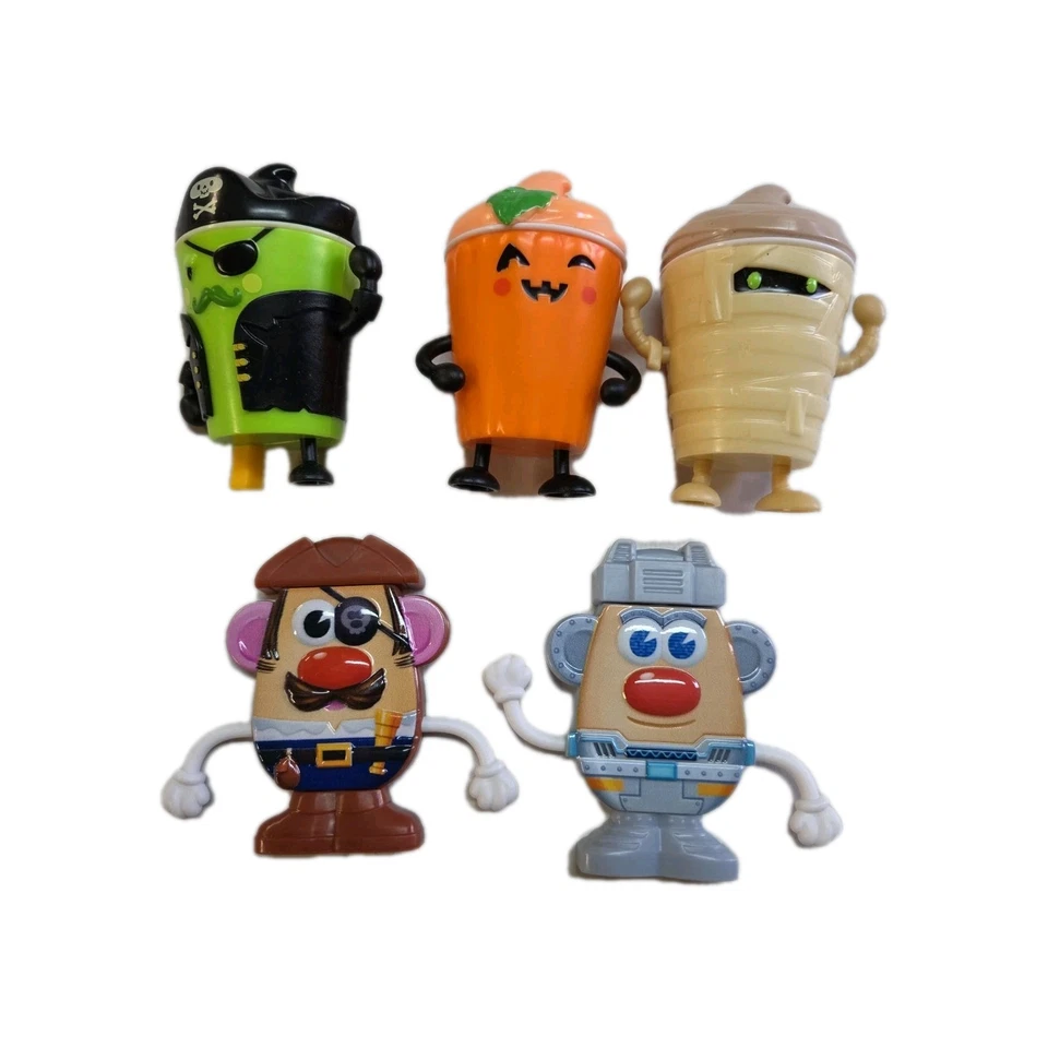 Lote de 5 juguetes de comida para niños Wendy’s - tazas de Halloween y cabeza de patata Mr Foto 2 de 2