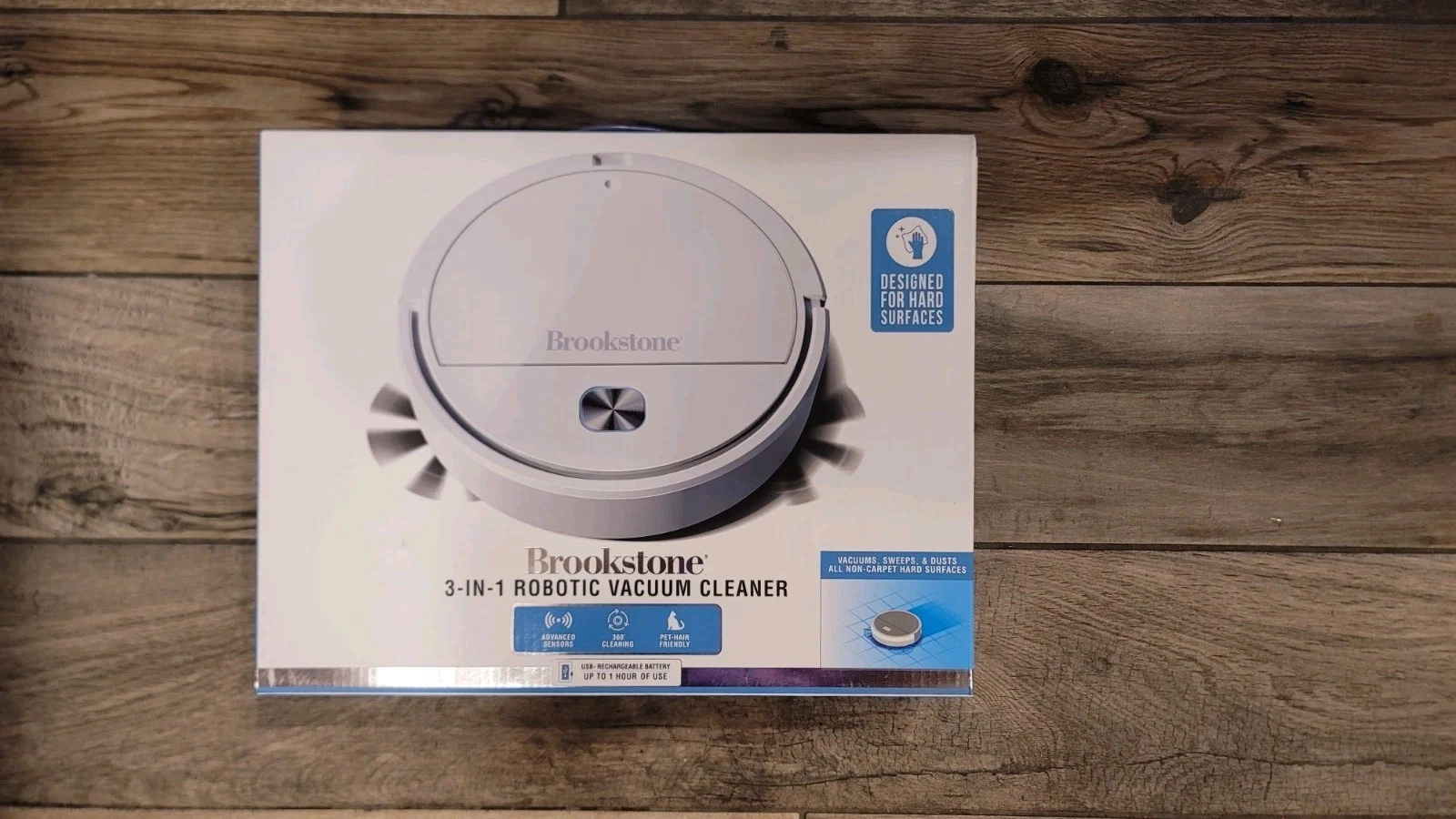 Brookstone Robotic Vacuum Cleaner 3 In 1 Designed For Hard Surfaces Sweeps Dusts