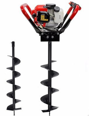 XtremepowerUS 2.3hp 55cc Gas Post Earth ice dirt Hole Digger Borer w/ 2 Auger