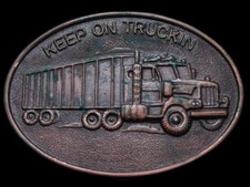 JL25129 VERY COOL VINTAGE 1970s  KEEP ON TRUCKIN  BRASSTONE BELT BUCKLE