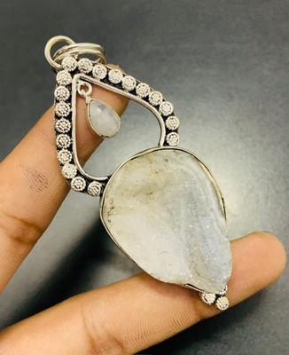 Desert Druzy Edelstein 925 Sterling Silber Handarbeit Anhänger Schmuck Geschenk für Sie