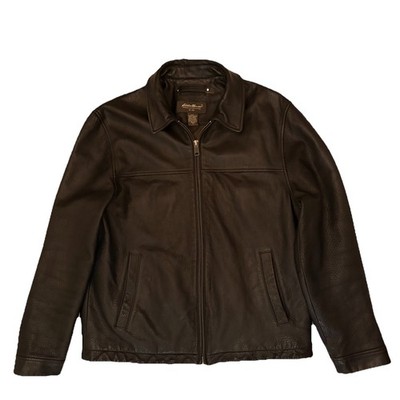 ジャケット・アウター Eddie Bauer vintage black leather jacket Vintage Eddie Bauer Leather Jacket Men's M Black Full Zip Soft