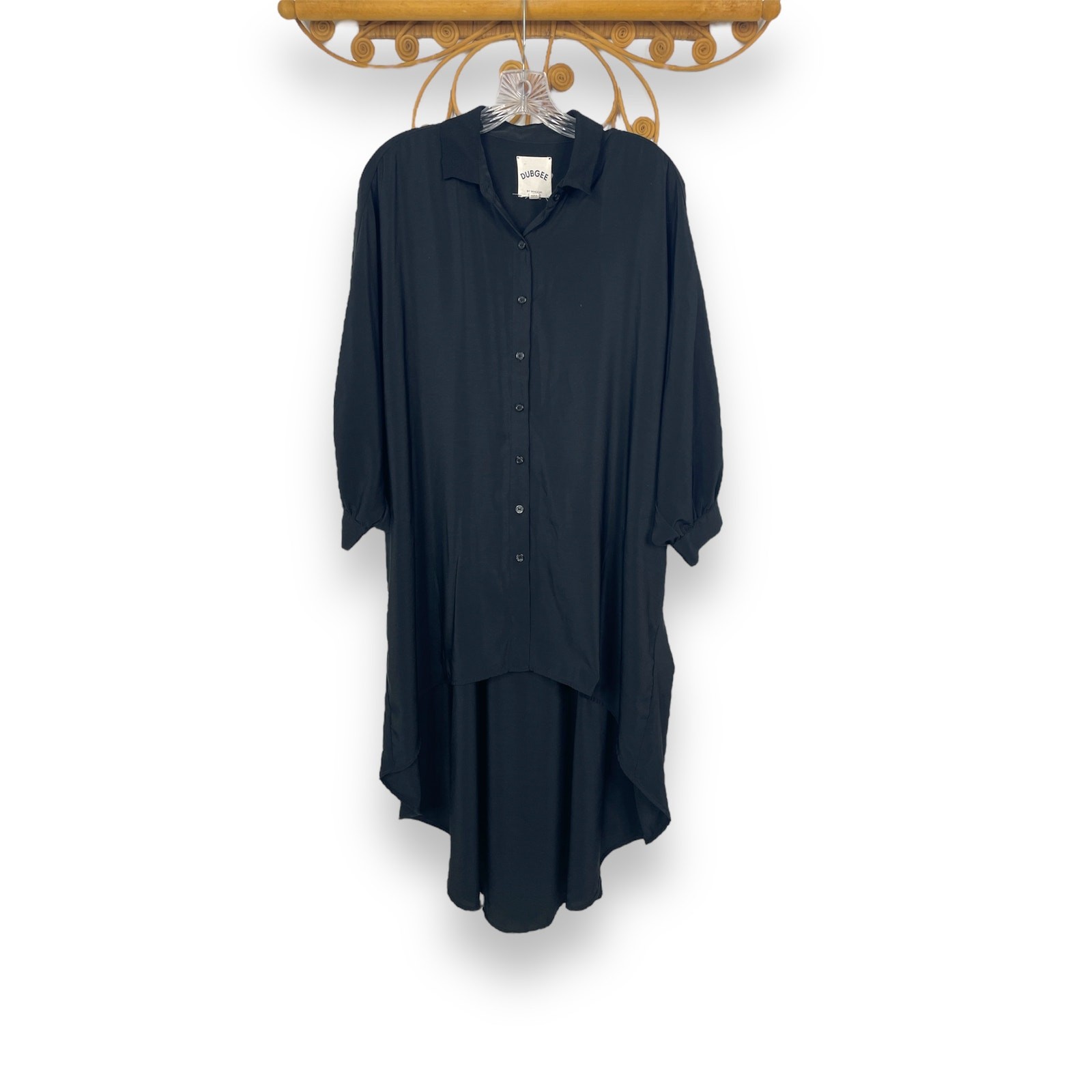 Dubgee Whoopi Black Lagenlook high low shirt dress M
