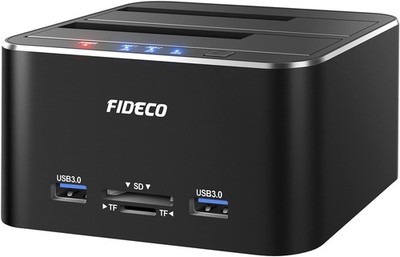 FIDECO Docking-Station für Festplatten, USB 3.0, Aluminium, SD-Kartenleser