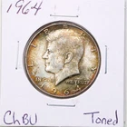 1964 50C Kennedy Silver Half Dollar in Choice BU Condition #6744 Toned
