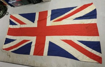 1910-30s Antique Hand Sewn HUGE Union Jack Flag 12Ft X 5.5Ft BY John Leckie Ltd