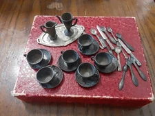 Rare 1934 Chicago Worlds Fair  Miniature Pewter Tea Set