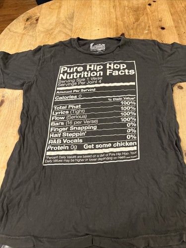 Pure Hip Hop Nutrition Facts Shirt Sz L Large  Gray