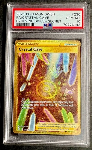 Pokemon PSA 10-2021 Crystal Cave 230/203-SECRET ULTRA RARE-Evolving Skies-MINT
